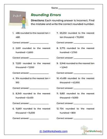 Rounding Errors Worksheet