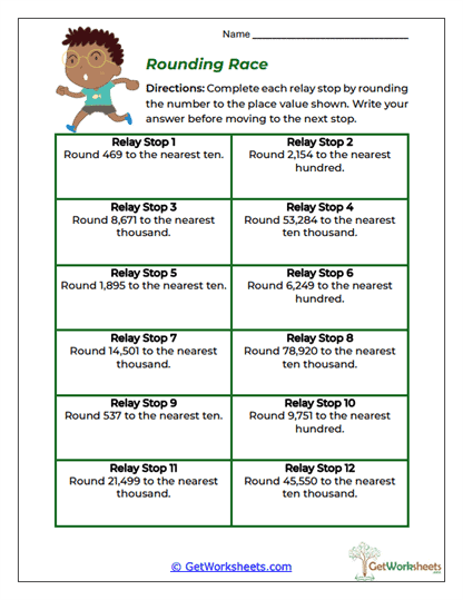 Rounding Race Worksheet