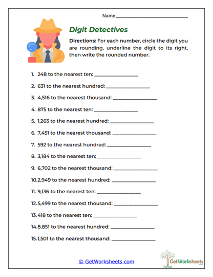 Digit Detectives Worksheet