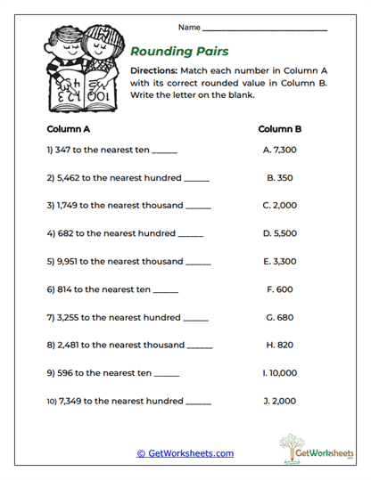 Rounding Pairs Worksheet