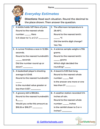 Everyday Estimates Worksheet