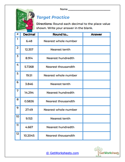 Target Practice Worksheet