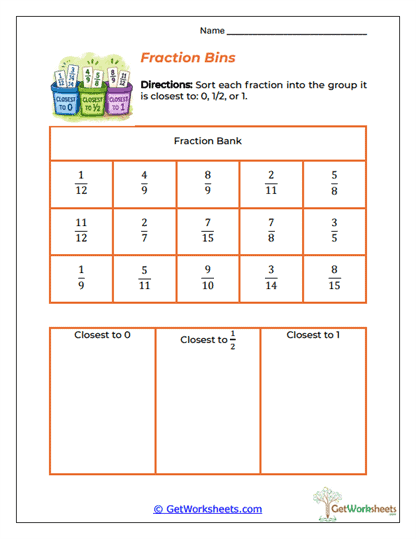 Rounding Fractions Worksheets