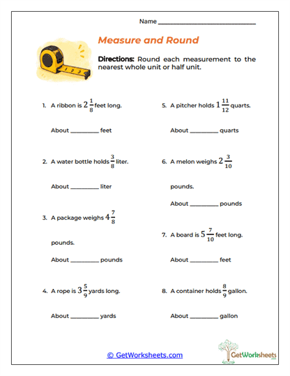 Measure and Round Worksheet
