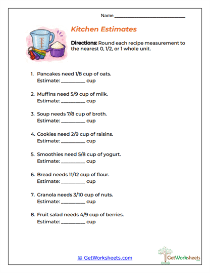 Kitchen Estimates Worksheet