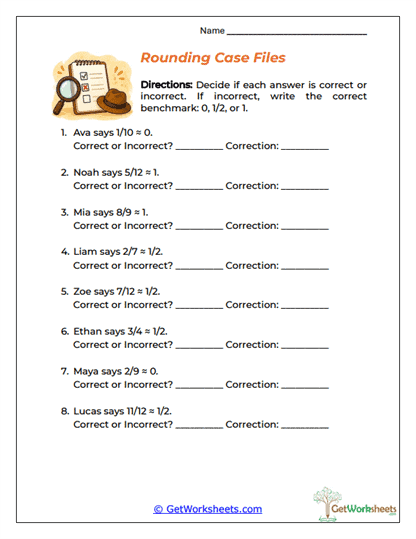 Rounding Case Files Worksheet