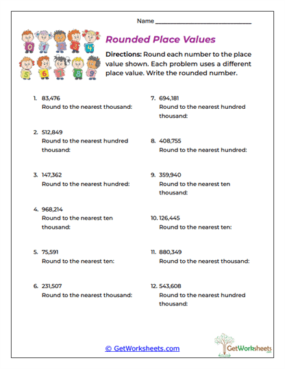 Rounded Place Values Worksheet