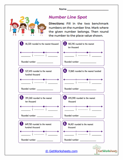 Number Line Spot Worksheet