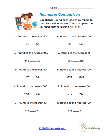 Rounding Comparison Worksheet