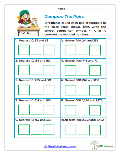 Compare The Pairs Worksheet