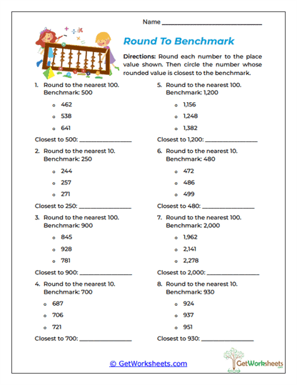 Round To Benchmark Worksheet