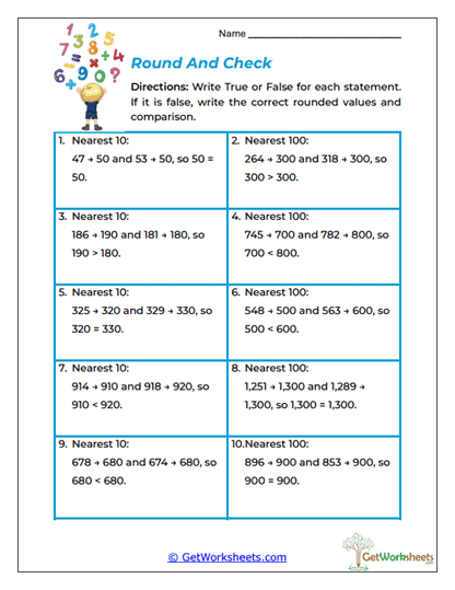 Round And Check Worksheet