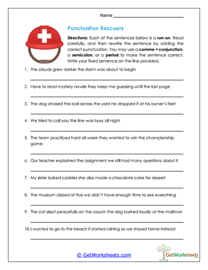 Punctuation Rescuers Worksheet