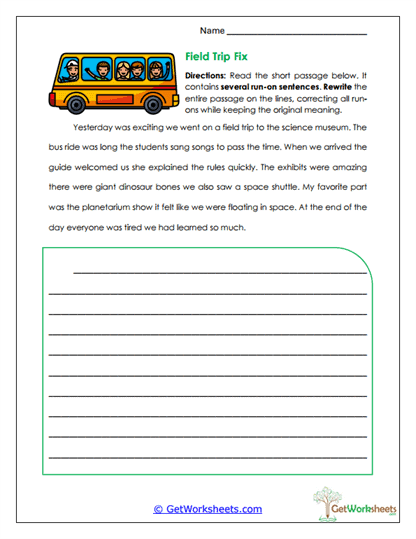 Field Trip Fix Worksheet