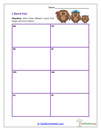 Tricky Trios Worksheet