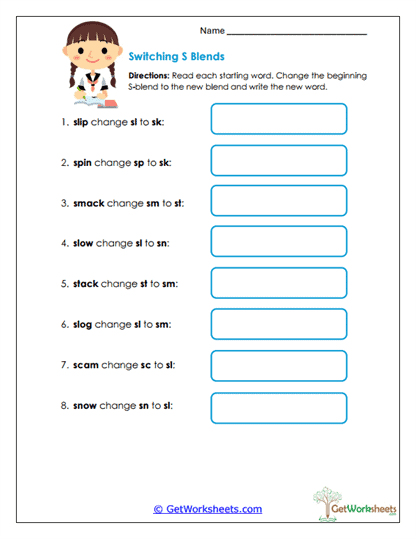 Switching S Blends Worksheet