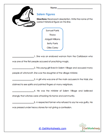 Salem Figures Worksheet