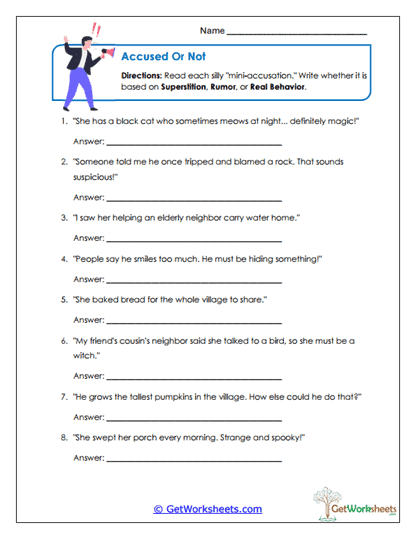 Accusation Sorting Worksheet