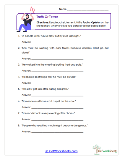 Fact or Fear Worksheet