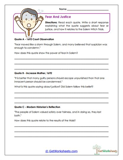 Fear and Justice Worksheet