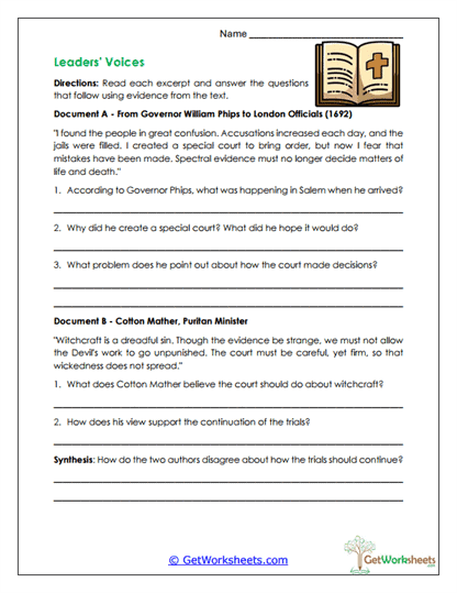 Leaders' Perspectives Worksheet