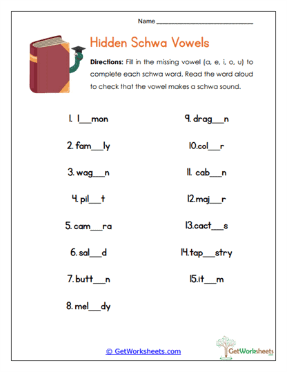 Hidden Vowels Worksheet