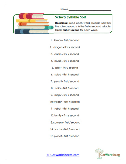 Syllable Sort Worksheet