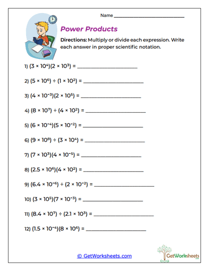 Power Products Worksheet
