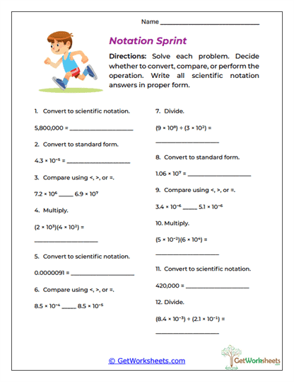 Notation Sprint Worksheet
