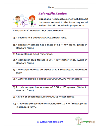 Scientific Scales Worksheet