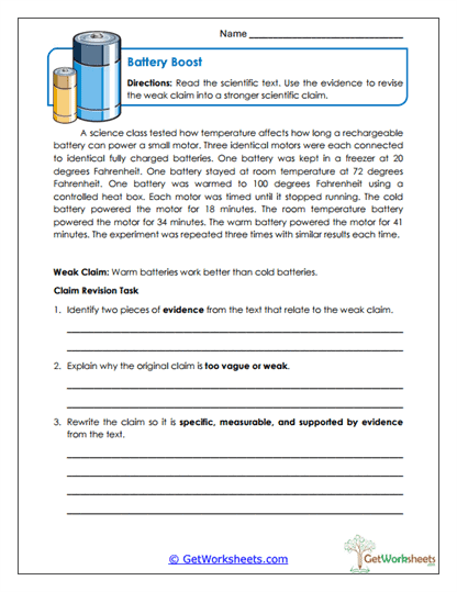 Battery Boost Worksheet