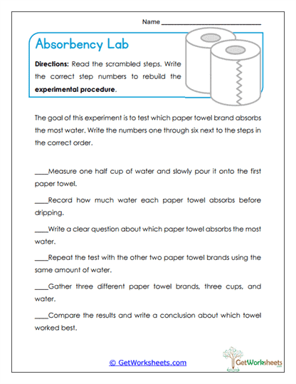 Absorbency Lab Worksheet