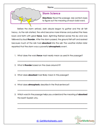 Storm Science Worksheet