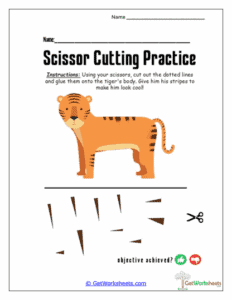 Tiger Stripe Cutting Worksheet - Precision Scissor Skills