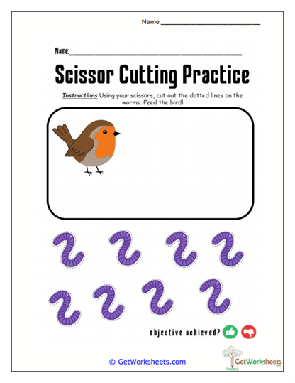 Bird Worm Cutting Worksheet