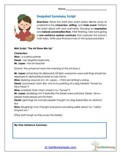 Snapshot Summary Script Worksheet