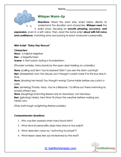 Whisper Warm-Up Worksheet