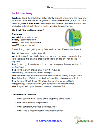Rapid Role Relay Worksheet