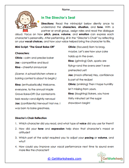 In the Director's Seat Worksheet