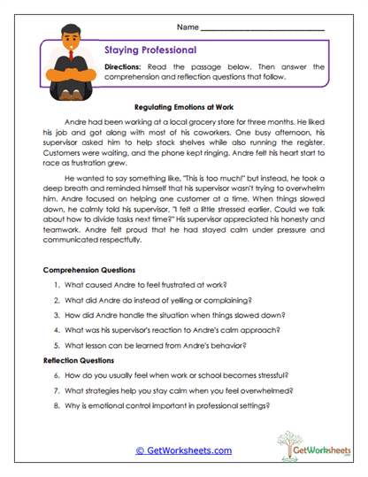 Staying Professional Worksheet