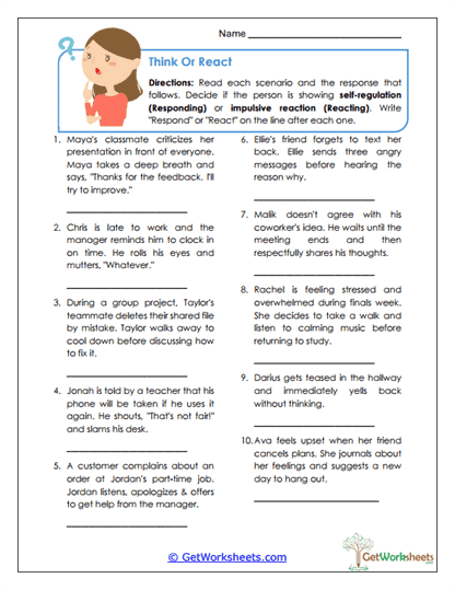 Think or React Worksheet