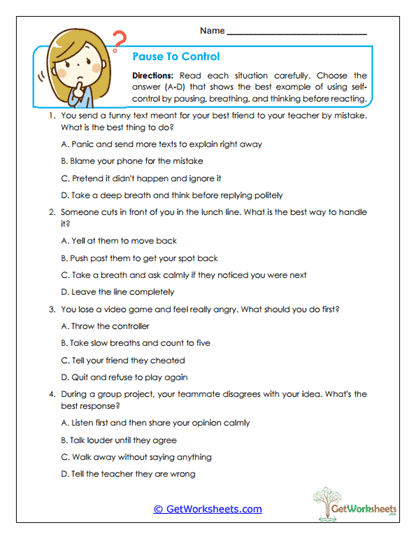 Pause to Control Worksheet