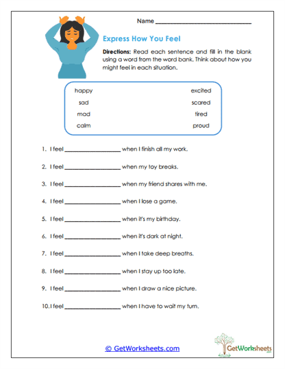 Express How You Feel Worksheet