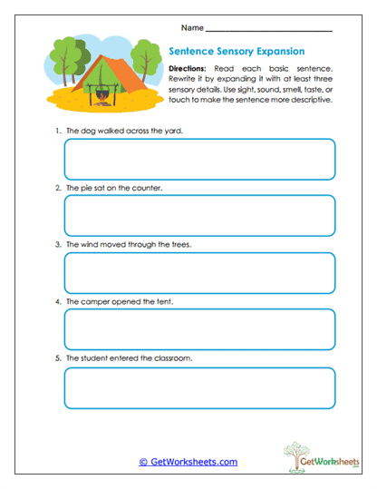 Sentence Expansion Worksheet