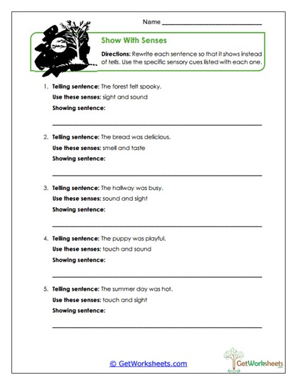 Show Some Sense Worksheet