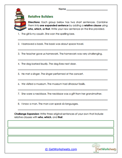 Relative Builders Worksheet