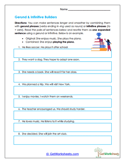 Gerund and Infinitive Builders Worksheet