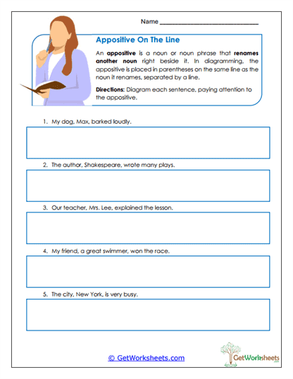 Appositive on the Line Worksheet