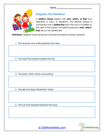 Diagram the Relatives Worksheet