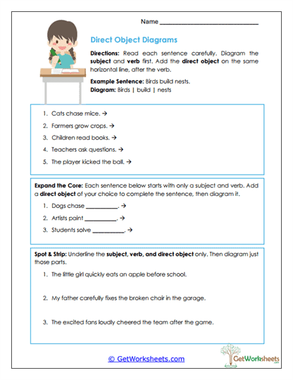 Direct Object Diagrams Worksheet